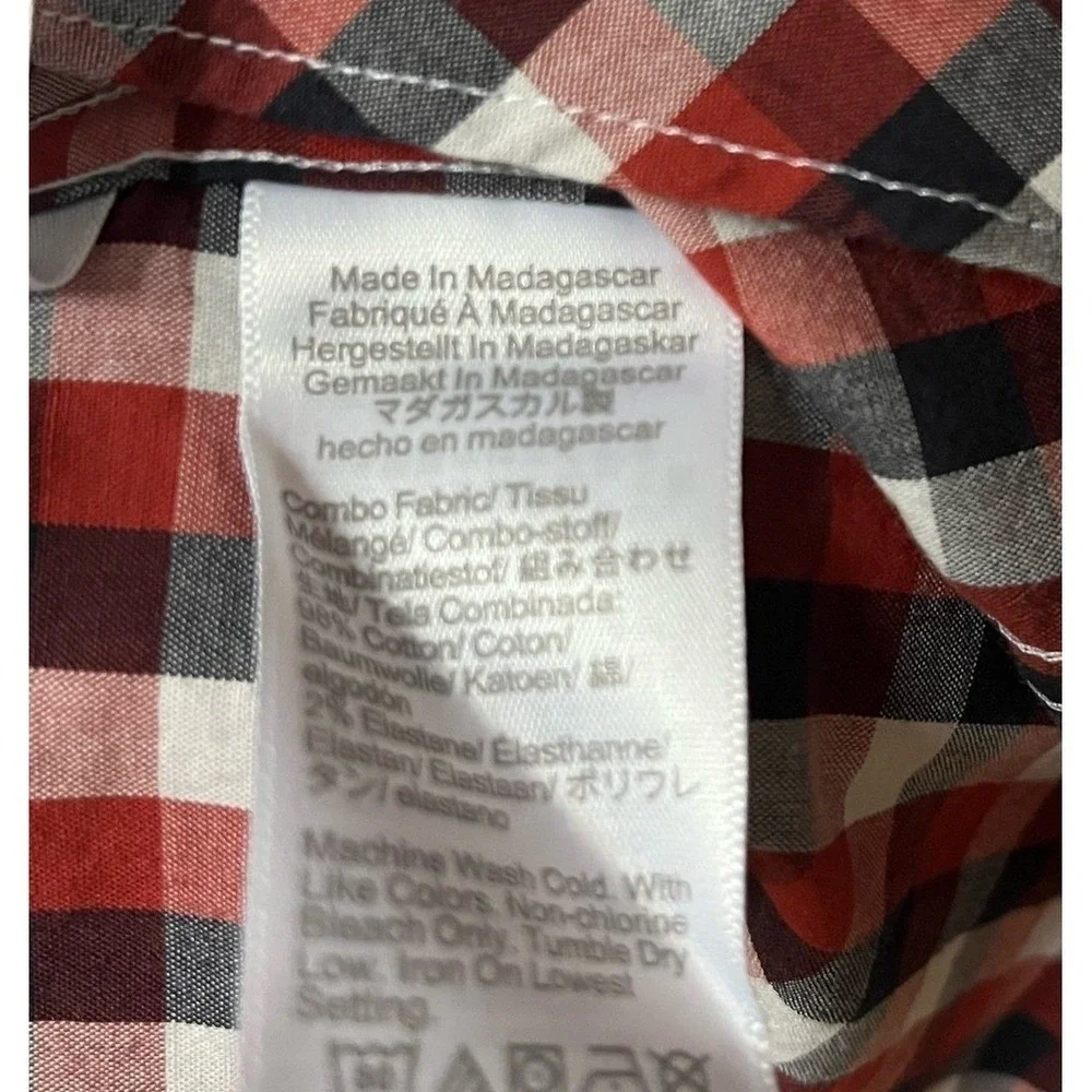 J Crew Long Sleeve Plaid Button Down Shirt Mens XXL Red Navy Flex Preppy NWT